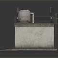 Industrial Park Featuring White Tank Green Door And Roof Solar Panels