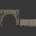Rustic Stone Architectural Design Elements Featuring Arch Structures And Stepped Slabs 3d model