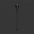 Fantasy Magic Staffs Design With Spiral Green Vines And Yellow Star Blue Gem