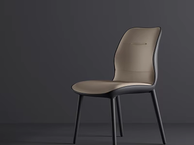 Modern Minimalist Dining Chair With Beige Seat Back And Black Frame Design 3d model