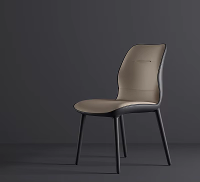 Modern Minimalist Dining Chair With Beige Seat Back And Black Frame Design 3d model