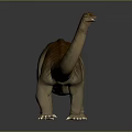 3D Brown Striped Dinosaur Model With Long Neck Tail And Orange Head On Gray Background 3d model