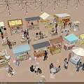 Mall Shops With Food Retail Stalls Customers Dining And Outdoor Seating Areas