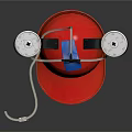 Red Thirst Aid Hat With Silver Cans Black Straps Blue Component And Tube 3d model