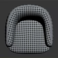 Stylish Single Seater Sofa With Black And White Checkered Pattern Curved Design And Metal Legs