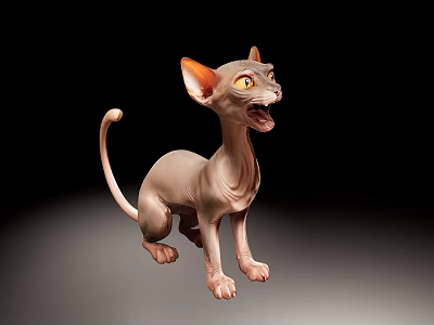 Cartoon style cartoon hairless cat 3d model
