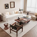 Quiet Sofa Tea Table Combination Leisure Chair Single Sofa Hanging Picture 3d model