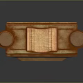 Wooden Decorative Structure Featuring Stacked Pillars Central Platform And Open Book On Top