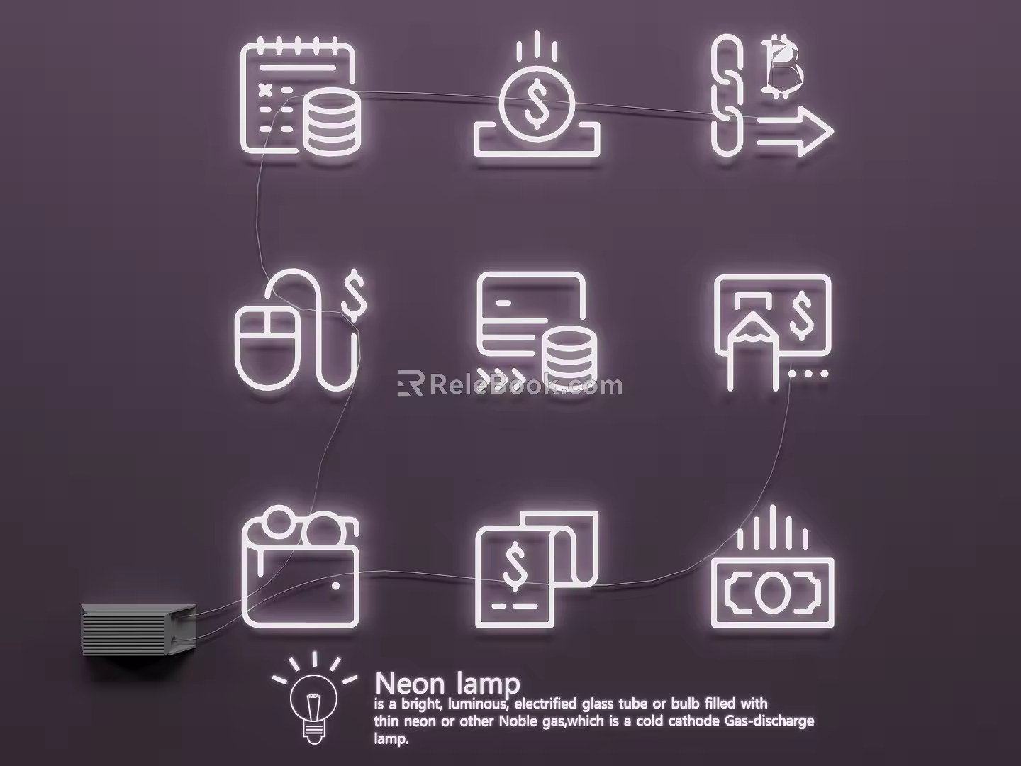 Neon glow word icon pattern 3d model