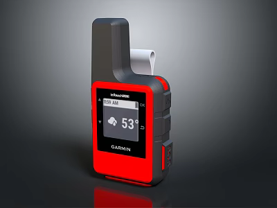 Garmin Red And Black Handheld Device With Screen Showing 53 Degrees Fahrenheit Design 3d model