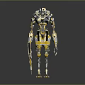 Detailed Mechanical Robot Warrior Design With Yellow Black Armor And Weapon