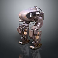 Standing Mechanical Robot Character With 18 Marking And Metallic Industrial Structure 3d model
