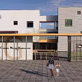 Egg Elementary School Modern Glass Entrance Gate With Plaza And Gateway To Chinese American