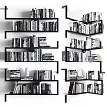 Modern Minimalist Bookshelf Interior With Open Shelves And Stacked Books