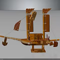 Handcrafted Wooden Ship Model With Sails Mast And Decorative Details