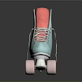 Stylish Turquoise High Top Roller Skates Featuring Pink Lining White Laces And Pink Wheels