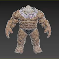 Game Movie Character With Stone Skin Muscular Build Purple Flower Garland And Black Shorts