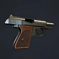 Vintage Pistol with Wooden Grip and Metal Barrel Classic Firearm Design