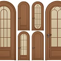 Various Styles of Wooden Doors with Arched Designs and Glass Panels for Interior