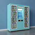 Public Facility Light Blue Vending Machine With Transparent Windows Books And Digital Control Panel 3d model