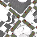 Aerial Planning of Urban Area with High Rise Buildings Street Pedestrians and Red Cars