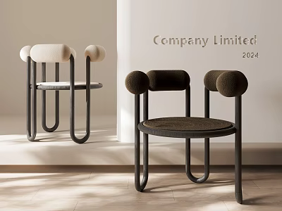 Modern Two Tone Leisure Chairs With Round Padded Armrests Metal Frame And Woven Seat 3d model