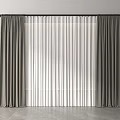 Gray Curtains And White Sheer Curtain With Black Rod Against White Wall
