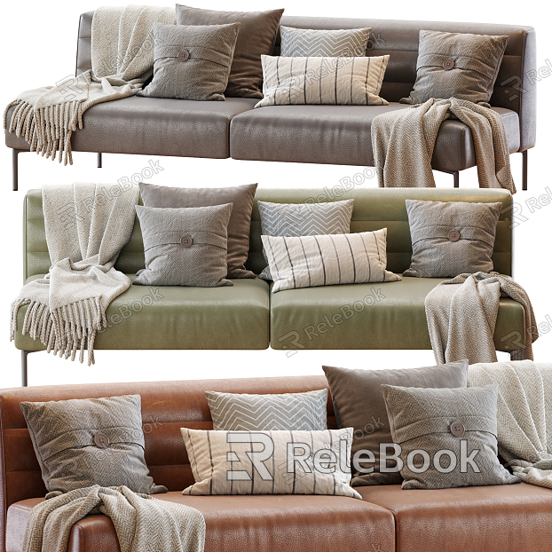 Modern Double Sofa Leather Sofa model