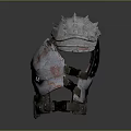 Worn Battle Inspired Armored Vest With Spikes And Red Stains Detail