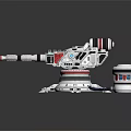 Futuristic Sci Fi Weapon Turret With Multiple Barrels Circular Base And Energy Core 3d model