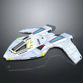 Futuristic Spaceship Model With Sleek Wings Cockpit Windows And Colored Stripes 3d model