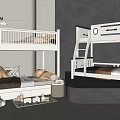White Bunk Bed Modern Design With Ladder And Safety Rails For Kids Room