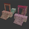 Stone Architectural Structures With Archways Stone Steps And Red Tiled Roofs