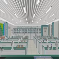 School Science Laboratory With Lab Tables Equipment Periodic Table Cabinets and Bright Windows