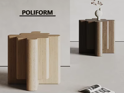 POLIFORM Modern Wooden Side Table With Geometric Design For Stylish Minimalist Home Decor 3d model