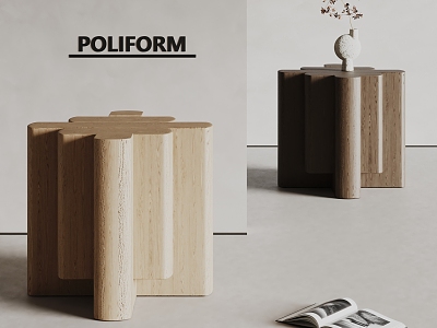 poliform Modern Side Table Solid Wood Side Table Vase 3d model