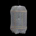 White Mesh Pendant Light With Gold Grid Frame Modern Minimalist Home Decor