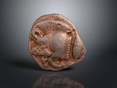 Ancient Animal Figure Sculpture Carving With Detailed Texture And Rustic Surface 3d model
