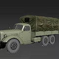 Vintage Military Green Utility Vehicle With Open Cargo Bed And Multi Wheel Design