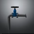 Industrial Hardware Valve With Blue Handwheel Flange Connection And Gray Metal Pipe