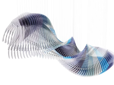 Modern Wavy Layered Chandelier With Blue And White Gradient Design Decor Piece 3d model