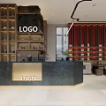 Modern Chinese Tea House Interior With Wooden Shelves Tea Display And Tables Chairs