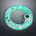 Green Enamel Circular Bracelet With Silver Vine Patterns And Green Gemstones 3d model