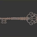 Ornate Decorative Key With Intricate Carving Vintage Design And Metallic Finish