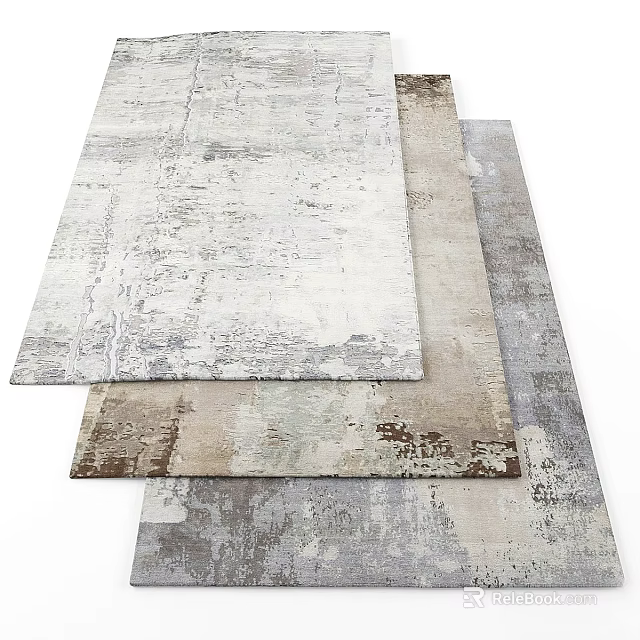 Square Rugs with Neutral Tones and Textured Patterns for Modern Home Interior 3d model 