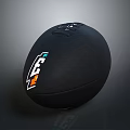 Black Rugby Ball With LEF Logo In Orange Green And White Design