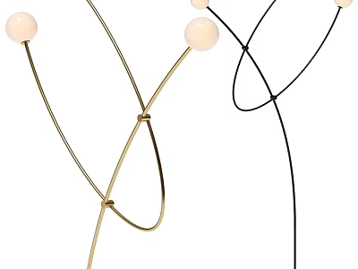 Modern Gold And Black Floor Lamps With Curved Line Design And White Spherical Shades 3d model