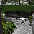 Serene Modern Garden Landscape Design With Stone Steps Lush Bushes Trees Pathway Statue And Lanterns