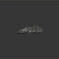 3D Mountain Landscape Model with Rocky Terrain and Vegetation on Gray Background