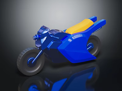 Shiny Blue Motorcycle With Yellow Seat And Sleek Modern Aerodynamic Design 3d model
